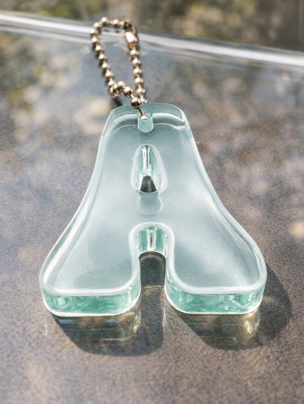 Ocean Green Resin Letter A Keychain Personalized Initial Charm Gift Cute - Picture 3 of 3